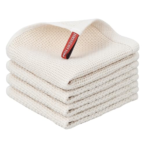Nialnant 100% Cotton Kitchen Dish Towels,Waffle Weave Dish Cloths for Washing Dishes,Soft Absorbent Dish Rags,Quick Drying Cleaning Rags-12x12 in, 6 Pack