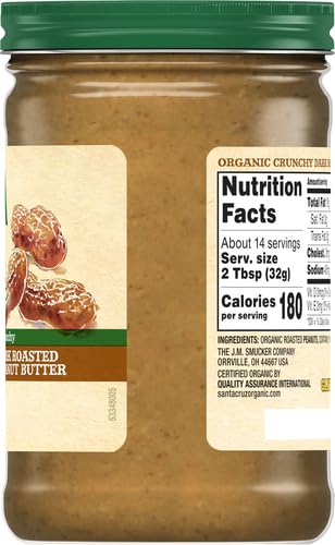 Santa Cruz Organics Crunchy Dark Roasted Peanut Butter, 16 Ounce