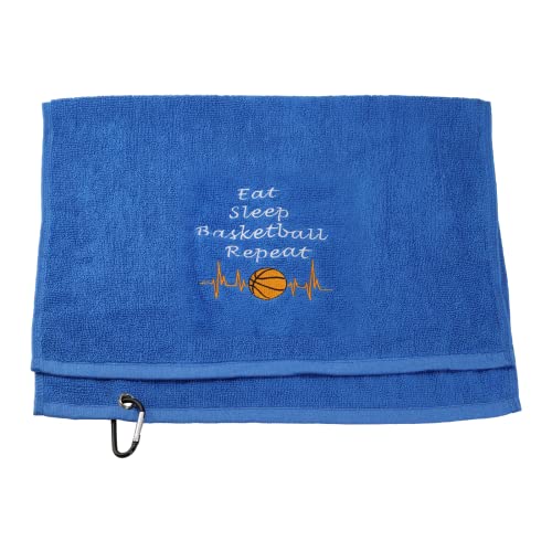 PXTIDY Basketball Theme Workout Towels Basketball Player Gift Eat Sleep Basketball Repeat Embroidered Sports Towel Basketball Coaches Team Gift Basketball Dad Towel (Sport)