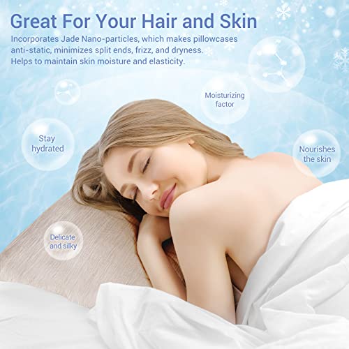 LUXEAR Cooling Pillow Cases, 2 Pack King Size Q-max > 0.5 Ultra Soft Cool Pillowcases for Hair Skin,Breathable Silky Summer Pillow Cover for Hot Sleepers & Night Sweats-White