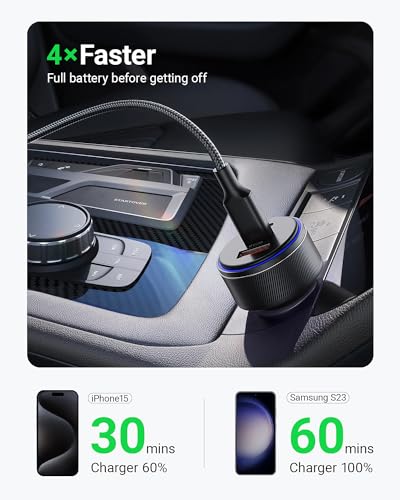 Generic USB-C Car Charger, 3-Port 90W Fast Car Charger, Dual USB-C & USB-A Car Power Adapter, PD3.0 & QC3.0 Fast Charging for iPhone 15/14/13 Pro Max, iPad, MacBook and More