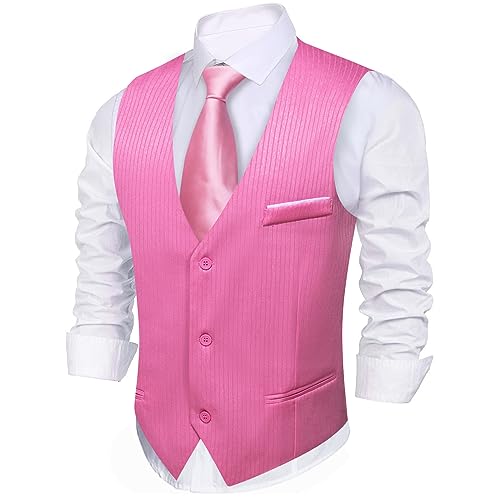 Barry.Wang Mens Dark Purple Suit Vest Formal/Leisure V-neck Slim Fit Waistcoat Graduation