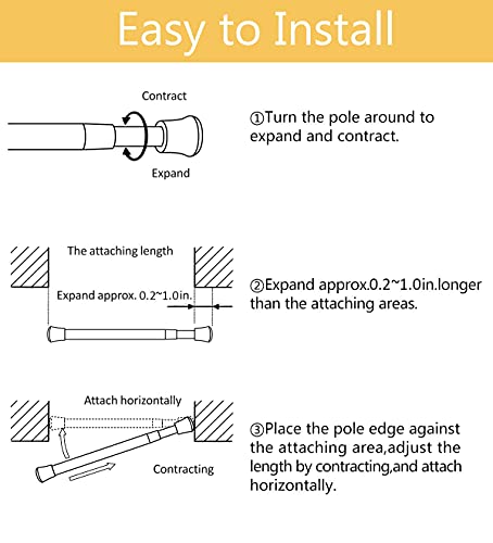 YYWL&HP 3 Pack Spring Tension Telescopic Rod Curtain Rods Adjustable Eextension Telescopic Rod, Suitable for Closet, Window, Kitchen, Bathroom, Cabinet, Wardrobe (41.1"-70.9" 3PCS WHITE)