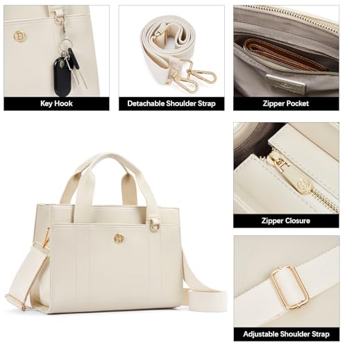 BOSTANTEN Small Tote Bag for Women Crossbody Trendy Purses Vegan Leather Satchel Handbags with Shoulder Strap Beige