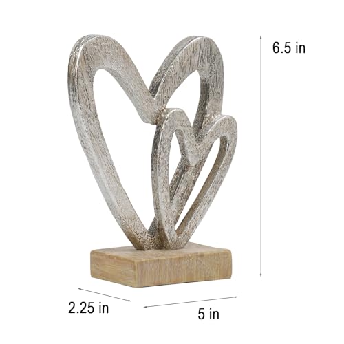 Guichifun Couple Gifts Modern Farmhouse Decor - Valentines Day Decor Resin Heart Sculpture Home Love Statue for Husband Wife Mother Father Wedding Romantic Gifts 5 X 2.25 X 6.5 Inch