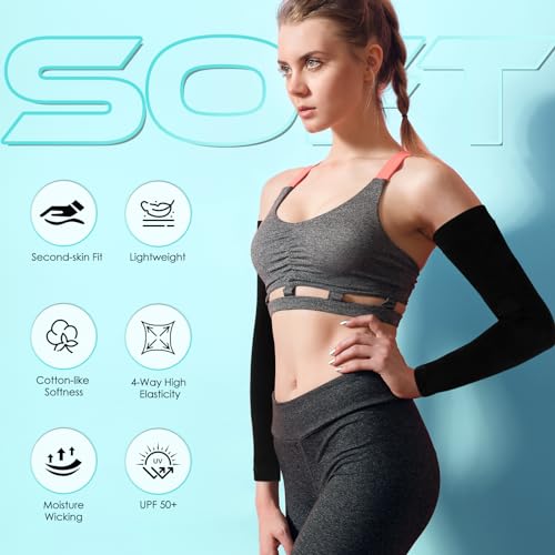 RHsia 4 Pairs UV Sun Protection Arm Sleeves for Men Women, Compression Cooling Sun Sleeves - Sports - Workouts - Tattoo Cover Up - UPF 50