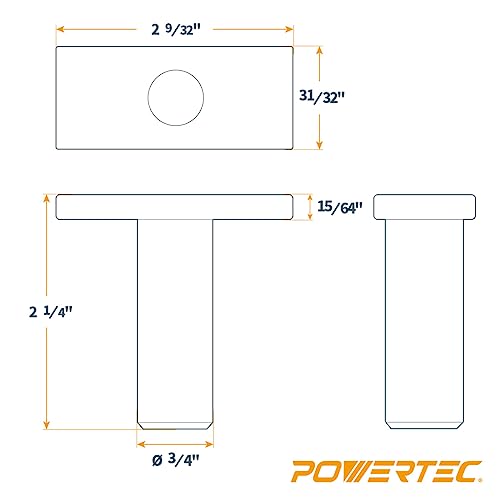 POWERTEC 71467 Solid Steel Bench Dog