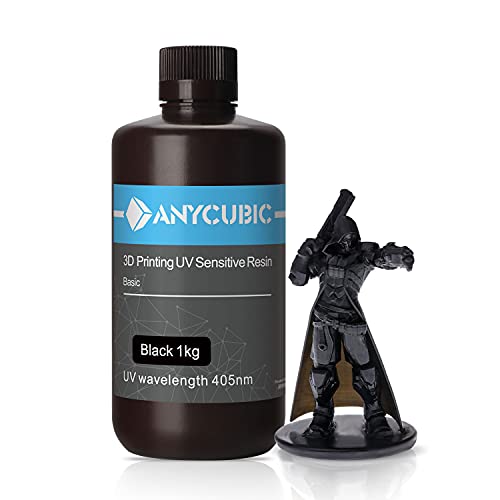 ANYCUBIC 3D Printer Resin, 405nm High Precision Fast Curing UV Photopolymer Resin for LCD 3D Printing, 1kg Black