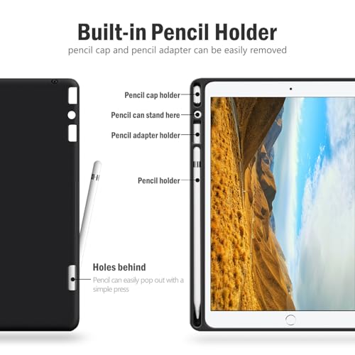 Antbox Case for iPad Pro 10.5 / iPad Air 3 with Built-in Pencil Holder Auto Sleep/Wake Function PU Leather Smart Cover for iPad Air 3 10.5 Inch 2019/iPad Pro 10.5 2017 (Black)