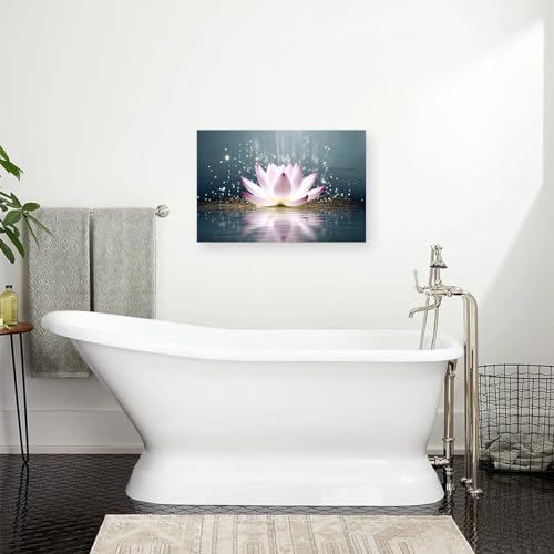 CXHOSTENT Lotus Flower Canvas Wall Art Zen Wall Decor Spa Pictures Print Modern Meditation Spirit Bathroom Yoga Room Decor Frame (Lotus - 1, 12.00" x 18.00")