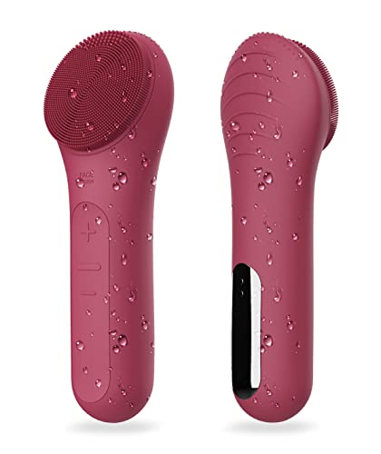 Face Scrubber, NågraCoola CLIE Facial Cleansing Brush, Waterproof and Rechargeable Face Scrub Brush for Men & Women, Cleansing, Exfoliating and Massaging, Electric Face Wash Brush - Berry