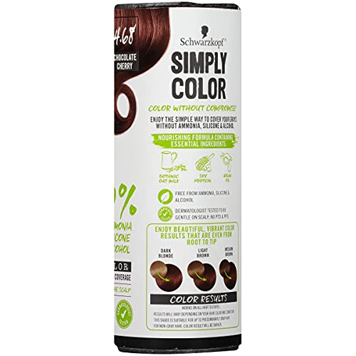 Schwarzkopf Simply Color Hair Color 4.68 Chocolate Cherry, 1 Application - Permanent Hair Dye for Healthy Looking Hair without Ammonia or Silicone, Dermatologist Tested, No PPD & PTD