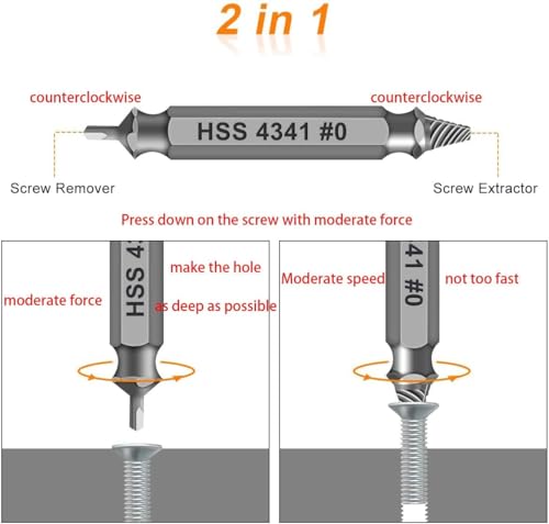 Gifts for Men, 6Pcs Titanium Damaged Screw Extractor Set - Remover for Stripped Head Screws Nuts & Bolts Drill Bit Tools for Easy Removal of Rusty & Broken Hardware High Speed Steel Superb Gift