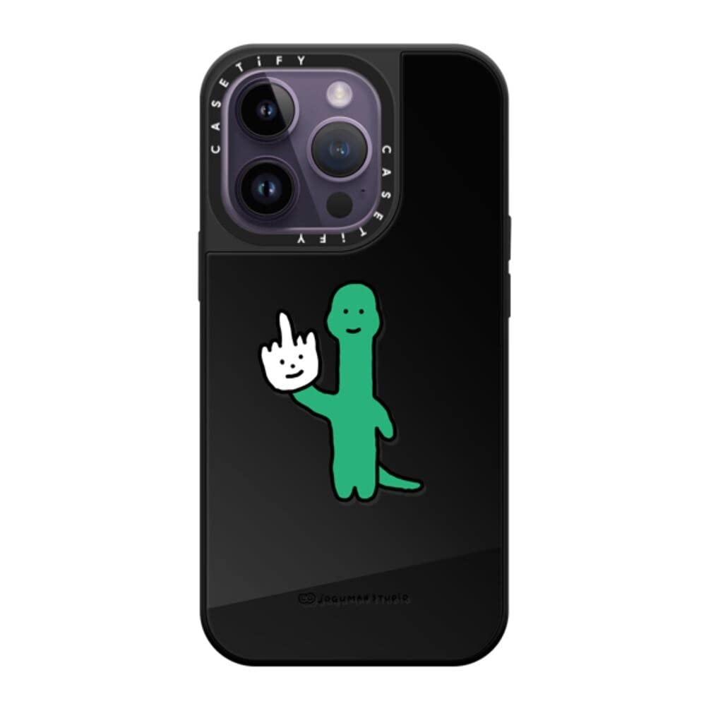 CASETiFY Mirror Case for iPhone 14 Pro Compatible with Magsafe - Talk to The Hand - Black on Black