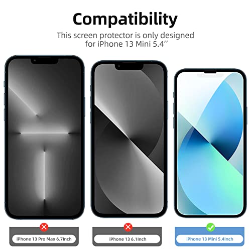 NEW'C [3 Pack Designed for iPhone 13 Mini (5.4") Screen Protector Tempered Glass, Case Friendly Anti Scratch Bubble Free Ultra Resistant