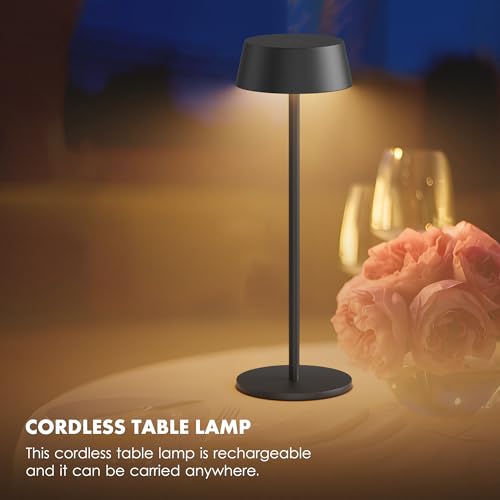 Aipsun Table Lamps Set of 2, Gold Battery Operated Table Lamp Cordless Outdoor Touch LED Table Lamp for Restaurant/Living Room/Bedroom 3000K Warm Light IP54 Waterproof
