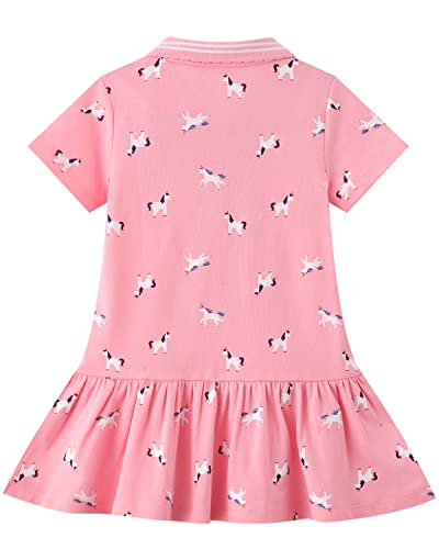 Youlebao Girls Cotton Long Sleeve Casual Cartoon Appliques Striped Jersey Dresses (3T, UGDS05)