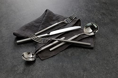 Fortessa Jaxson 18/10 Stainless Steel Flatware, Brushed/Mirrored Stainless Steel, 5 Piece Place Setting Service for 1