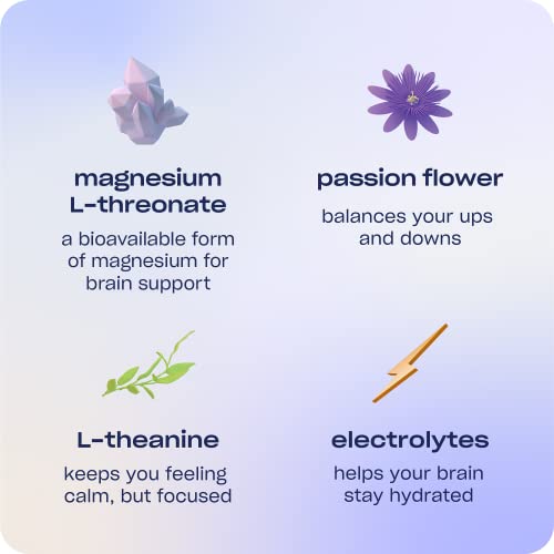 Recess Mood Powder, Calming Magnesium L-Threonate Blend with Passion Flower, L-Theanine, Electrolytes, Magnesium Calm Support Supplement - Gradient Berry Pack of 10