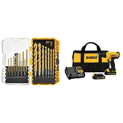 DEWALT DCD771C2 20V MAX Lithium-Ion Compact Drill/Driver Kit with DW2166 45-Piece Screwdriving Set