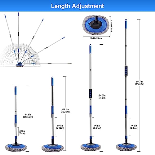 Wall Cleaner, Max 66'' Wall Mop with Long Handle, Ceiling Dust Mop with 15° Labor-Saving Elbow Extension Pole, Baseboard Duster Washer Scrubber, High Reach Window Cleaning Brush, Roof Cleaning Tool-GY