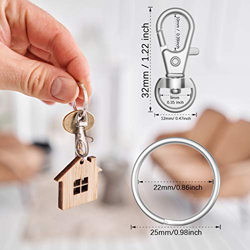 sprookber 100pcs Metal Lobster Claw Clasp with Key Ring, Keychain Rings for Crafts, Key Jewelry DIY Crafts, Lanyard Clips snap Hook, Swivel Clasps Clip