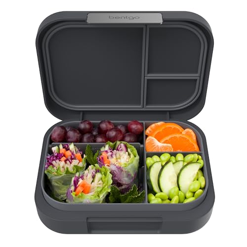 Bentgo Modern - Leak-Resistant Bento Lunch Box For Adults, Teens, & Larger Appetites; Reusable BPA-Free Meal Prep Container with 3 or 4 Compartments, Dishwasher/Microwave Safe; 44oz (Dark Gray)