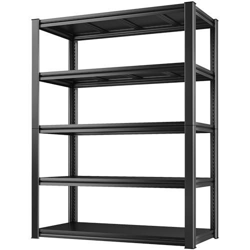 Raybee Garage Shelving Heavy Duty Storage Shelves Load 2050LBS Adjustable Heavy Duty Shelving Unit Industrial Metal Shelves for Storage Rack，Basement Pantry, 32.5" W x 16.5" D x 63" H