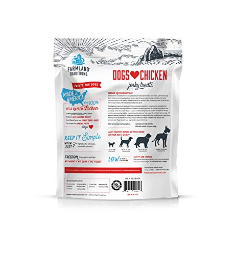 Farmland Traditions Dogs Love Chicken Premium Two Ingredients Jerky Treats for Dogs (3 lbs USA Raised Chicken)