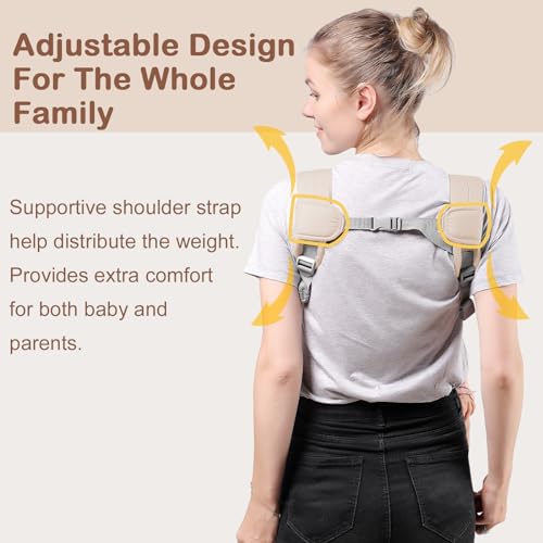 Shiaon Baby Carrier Newborn to Toddler, Cozy Baby Wrap Carrier(7-30lbs), Easily Adjustable Toddler Carrier, Lightweight Baby Holder Carrier, Baby Sling Carrier, Beige