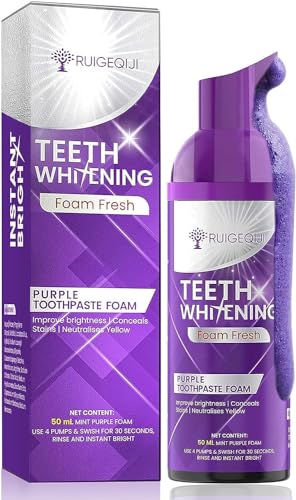 RUIGEQIJI Purple Toothpaste for Teeth Whitening: Teeth Whitening Toothpaste - Deep Cleaning Teeth Stain Remover, Colour Correcting Teeth Whitening Kit for Sensitive Teeth, Fruity Flavor, 50ML