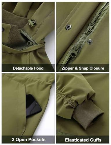 Orolay Women's Casual Hooded Raincoat Spring Light Jacket Zip Up Long Overcoat Warm Windbreaker with Belt Armygreen Small