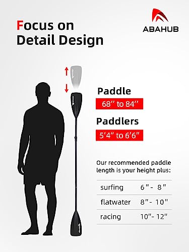 Abahub SUP Paddles - 3 Piece Adjustable Stand up Paddle - Lightweight Oar for Paddleboard, Aluminum Alloy PU Coated Shaft 68" - 86", Black Plastic Nylon Blade