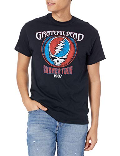 Liquid Blue Men's Standard Grateful Dead Summer '87 Black Short Sleeve T-Shirt, Small