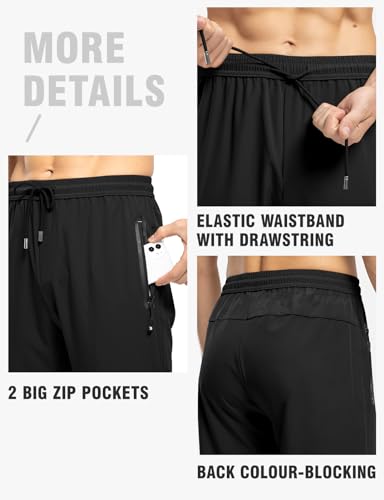 TBMPOY Men's Hiking Pants Quick Dry Lightweight Travel Track Running Active Jogger Sweatpants with Pockets Dark Blue M