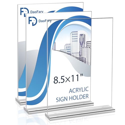 6 Pack Acrylic Sign Holder 8.5 x 11 Clear Display Table Signs Stand, Double Sided T Shape Flyer Holder Plastic for Picture Paper Frame Holder Home Office Menu Retail Show Fair