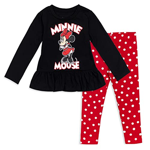 Disney Minnie Mouse Big Girls Ruffle Long Sleeve Graphic T-Shirt & Leggings Grey 10-12