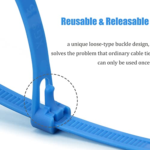 XINGO 100PCS 8 inch Red Releasable Cable Zip Ties Adjustable Wire Cable Ties, Reusable Zip Ties Tie Straps For Multi-Purpose Use Indoor And Outdoor Plastic Tie Wire