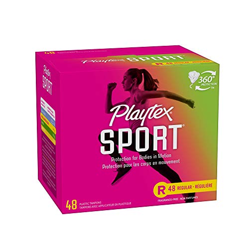 Playtex Sport Tampons, Regular Absorbency, Fragrance-Free - 48ct (Packaging May Vary)