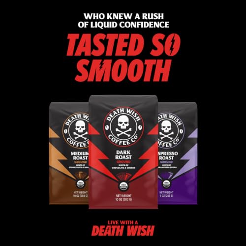 Death Wish Coffee, Medium Roast Ground Coffee, 6 pack