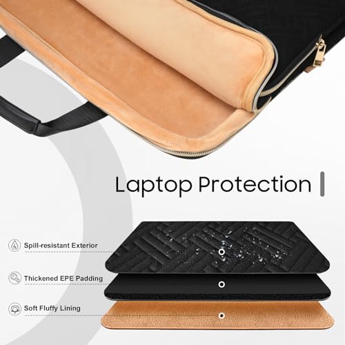 TiMOVO 15.6 Inch Laptop Sleeve Compatible with MacBook Air Pro, 15.6 Inch HP, Dell, Lenovo, Asus Notebook, Protective Laptop Carrying Case Bag with Handle, Black