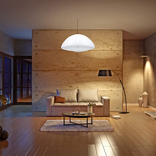 Paper Shades Hanging Paper Lamp Shade, White Mushroom Shaped Ceiling Light Protector Rice Paper Chinese Japanese Cover (White)