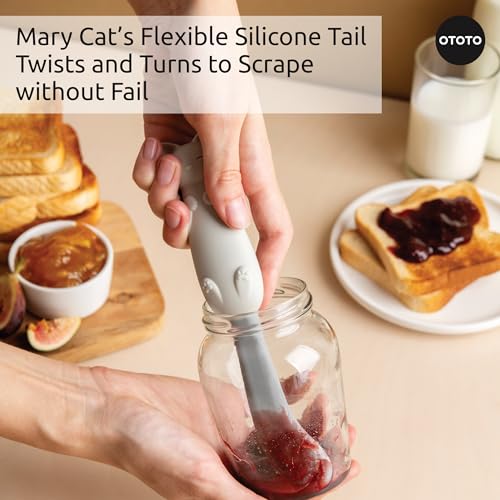 NEW!! OTOTO Jar Scraper Spatula - Silicone Scraper, Jar Spatula, Cute Kitchen Accessories, Cute Kitchen Gadgets, Unique Fun Cooking Kitchen Gadgets for Foodies - BPA-free & 100% Food Safe (Mary Cat)