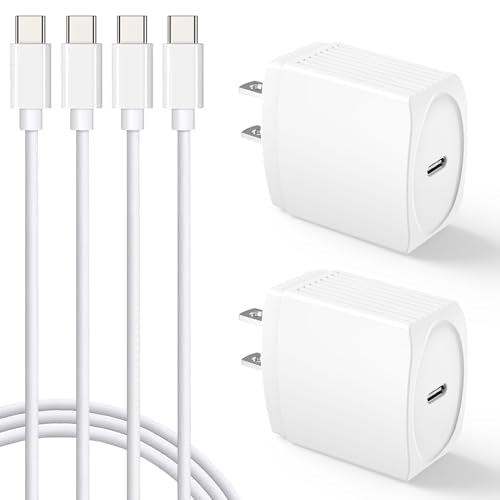 20W USB C Fast Charger Compatible with iPhone 15/15 Plus/ 15 Pro/ 15 Pro Max/iPad Pro/Samsung, 2Pack PD Type C Charger Blocks with 3FT USB C to C Cable