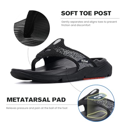 PCSsole Plantar Fasciitis Sandals for Women - High Arch Support Flip Flops with Comfort Cushion & Rubber Sole - Recovery Thong Orthotic Sandals for Foot Pain - Flat Feet - Arch Pain - Heel Pain