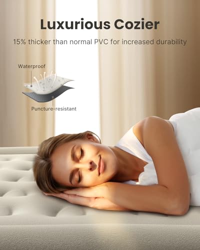 iDOO Twin Air Mattress with Built in Pump, Luxury Double High Inflatable Mattress for Camping, Home&Guests, 18" Raised Blow up Bed Airbed Colchon Inflable - Fast Inflation/Deflation - 550lb MAX