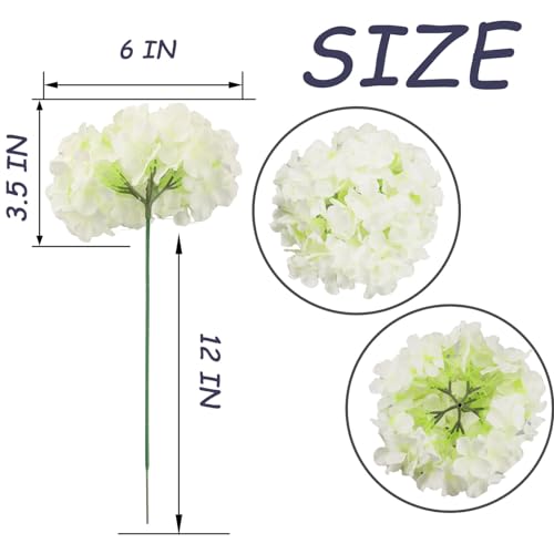 AWARDSEN White Hydrangea Artificial Flower,540 Petals Artificial White Hydrangea Bulk,Silk White Hydrangeas,Artificial White Hydrangea Flowers for Home Wedding Decoration