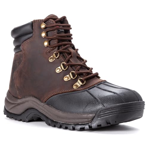 Propét Men's Blizzard Mid Lace Snow Boot, Brown/Black, 9 X-Wide