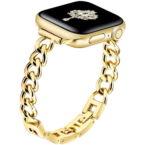Slim Silver Band and 3Pc Bracelet Set Women Feminine Elegant Compatible with Apple Watch 42mm 44mm 45mm 46mm 49mm Adjustable Metal Strap Dressy Chain for iWatch Series 10/9/8/7/6/5/4/3/2/1/SE/Ultra1 2