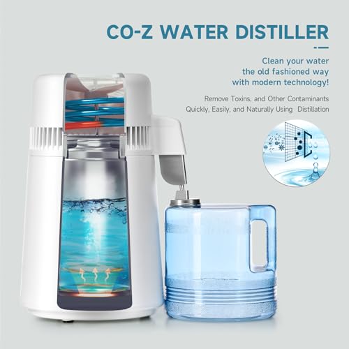 CO-Z Distilled Water Maker, 1 Gallon Water Distiller, 4L Home Countertop Water Distiller Machine, Table Desktop Water Distill Distilling Purifier Purification Filter, Home Pure Clean Water Device